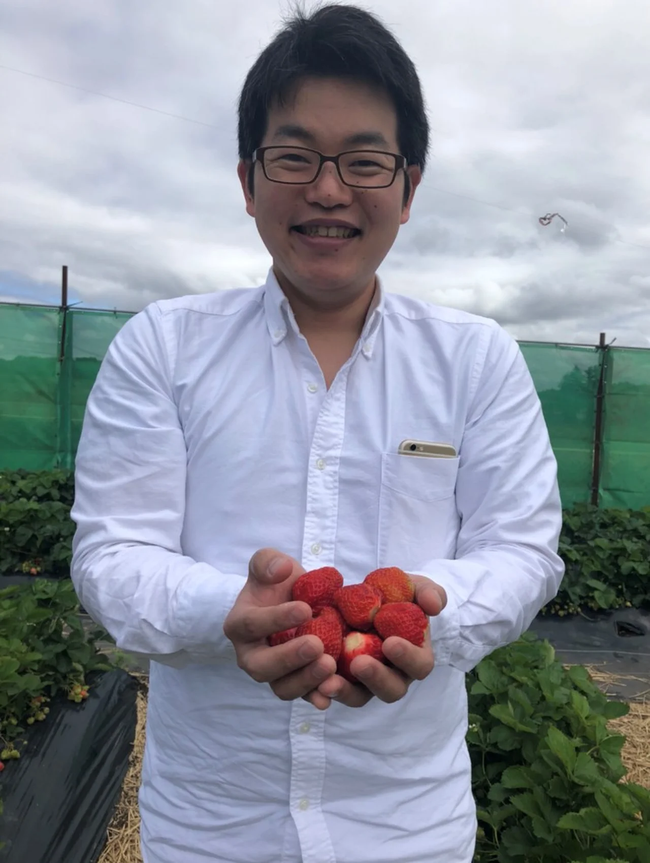 いちご狩り・両手いっぱいの収穫