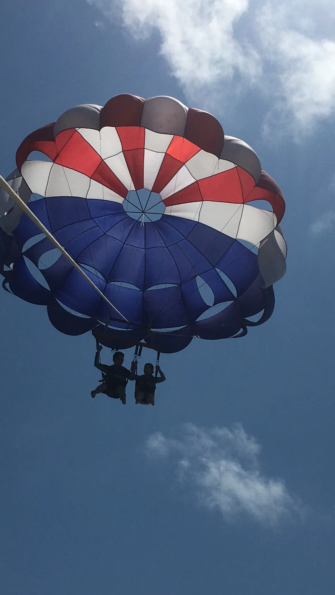 青空の下のパラセーリング